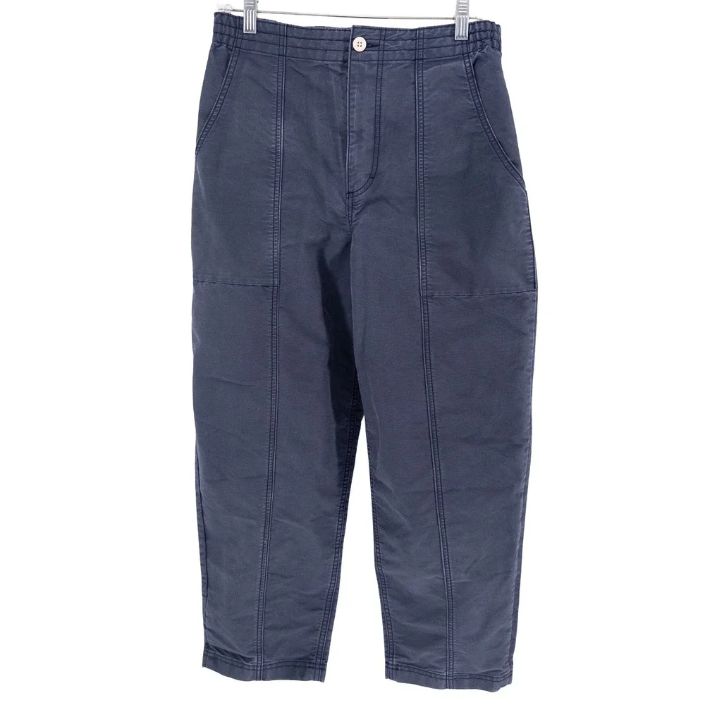 REI Co-op Womens Medium Campwell Pants Navy Blue High Rise Elastic Waist Hiking